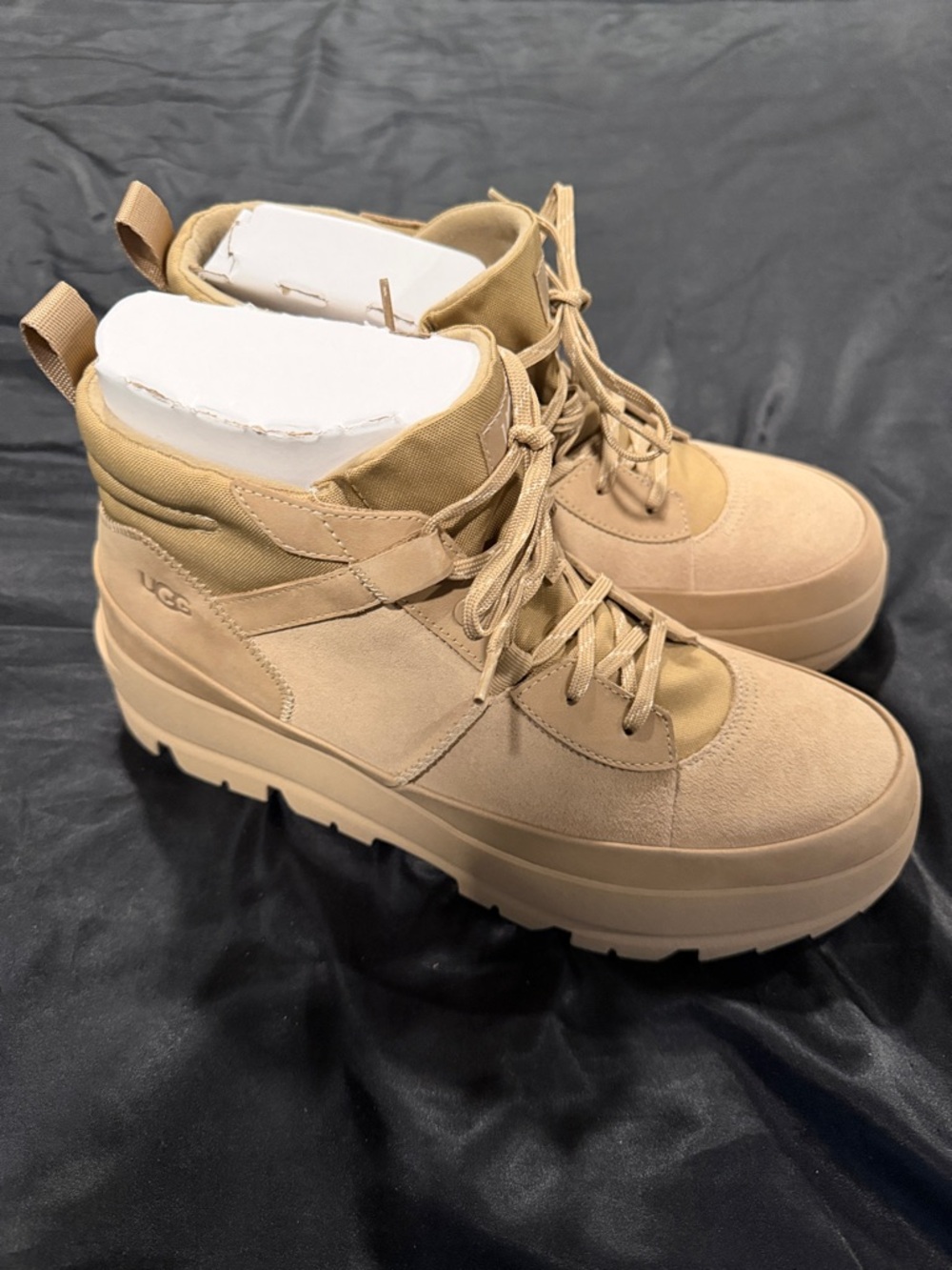 UGG Tan Platform Lace-Up Ankle Boots